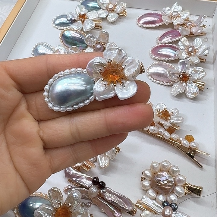 淡水珍珠发饰银S925镶嵌娟*