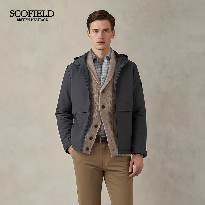 SCOFIELD男装25年秋冬时尚通勤休闲短款夹克棉服厚外套SMJPF89Q01