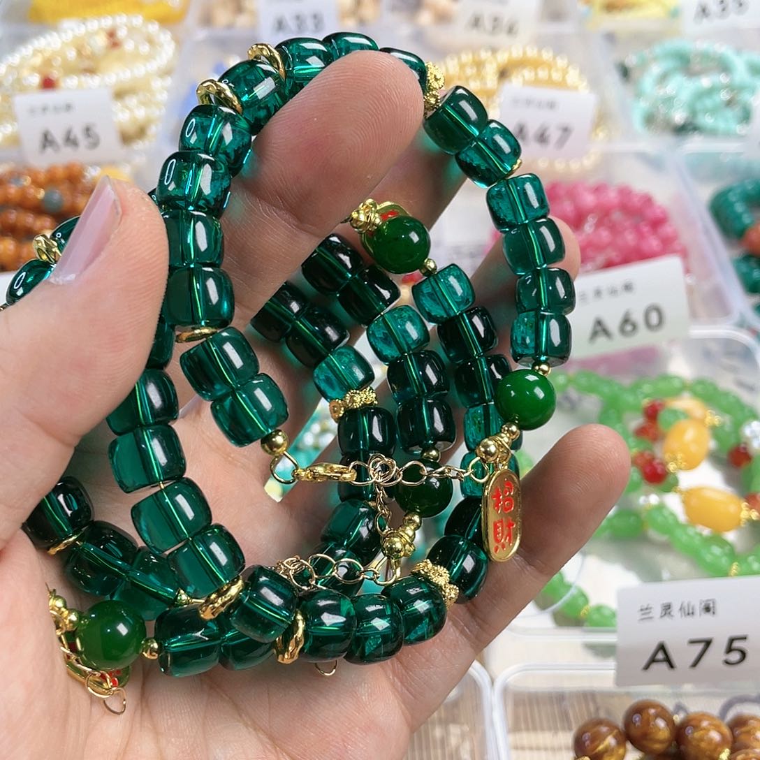 檀香木手串银S925镀金镶嵌