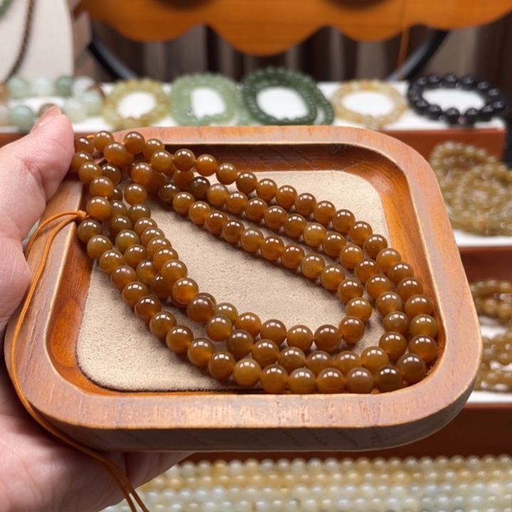 和田玉未镶嵌毛衣链珠串6mm