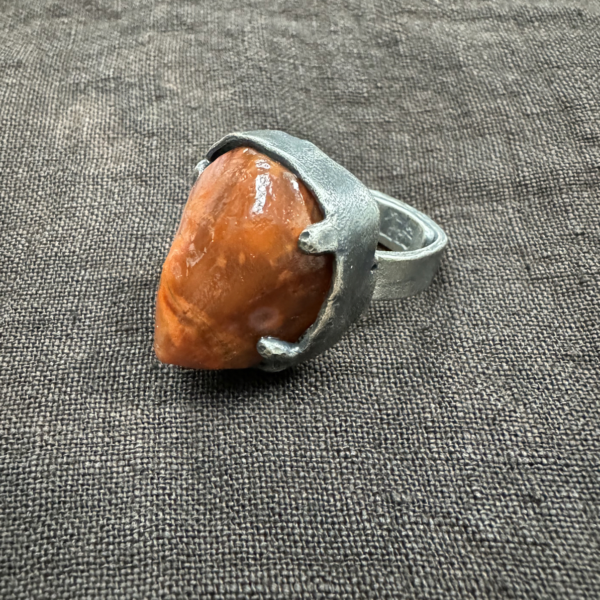 足银戒指 手工锤纹9999银（圈口可调）戒指