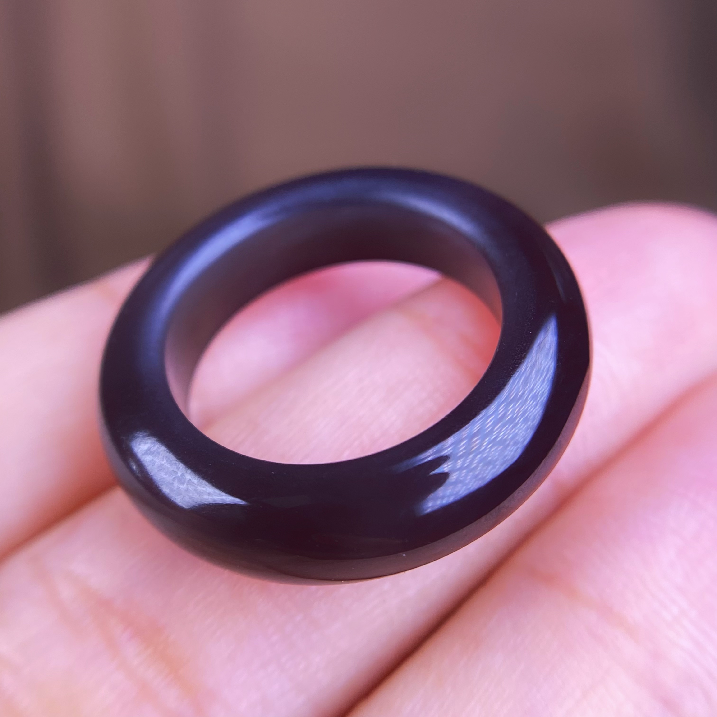 天然和田玉青海料精品烟紫浓紫戒圈指环戒指圈口10-15号@4593