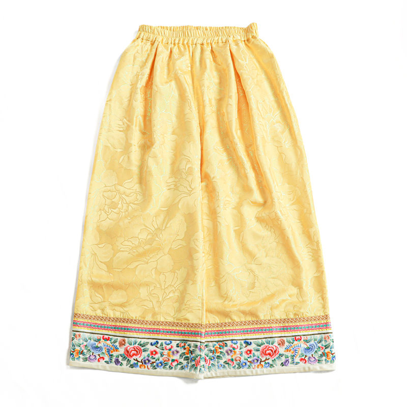 「花彩景」乐锦坊 正绢 复古国风手工原创设计百搭刺绣汉服裤子