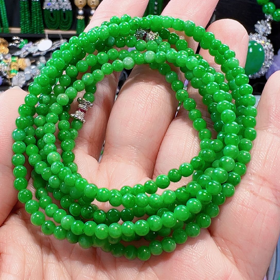 翡翠颈饰18K金镶嵌签收后24小时鉴赏期