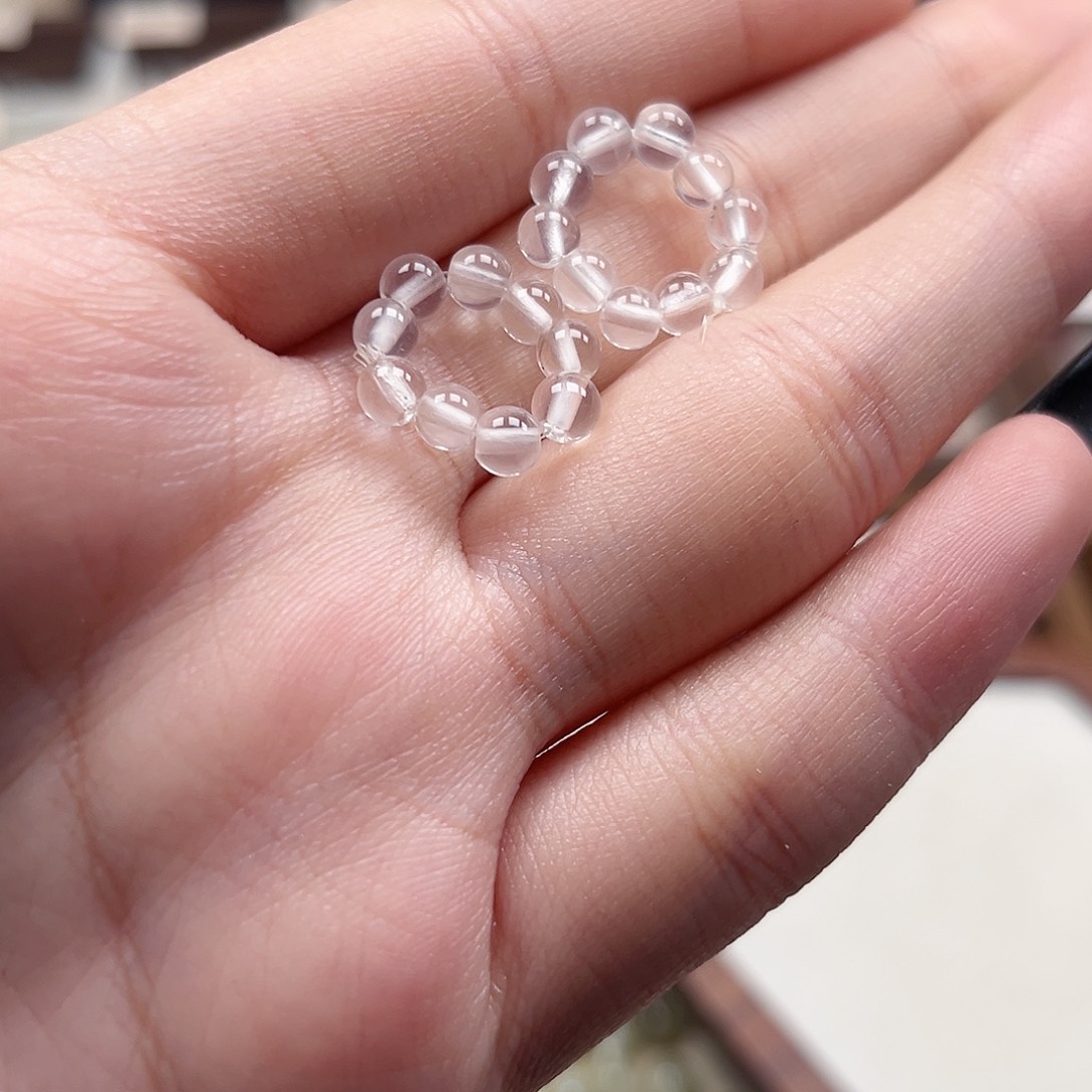 水晶未镶嵌珠宝半成品奶白跑环4mm
