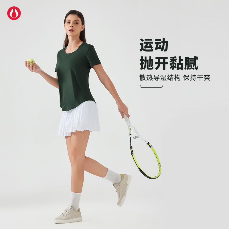 露露首领女士短袖T恤透气网眼速干轻薄不挑身材凉感运动短袖上衣