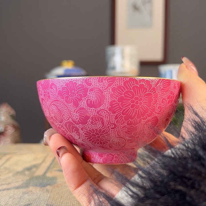 摆件景德柴烧茶杯多人