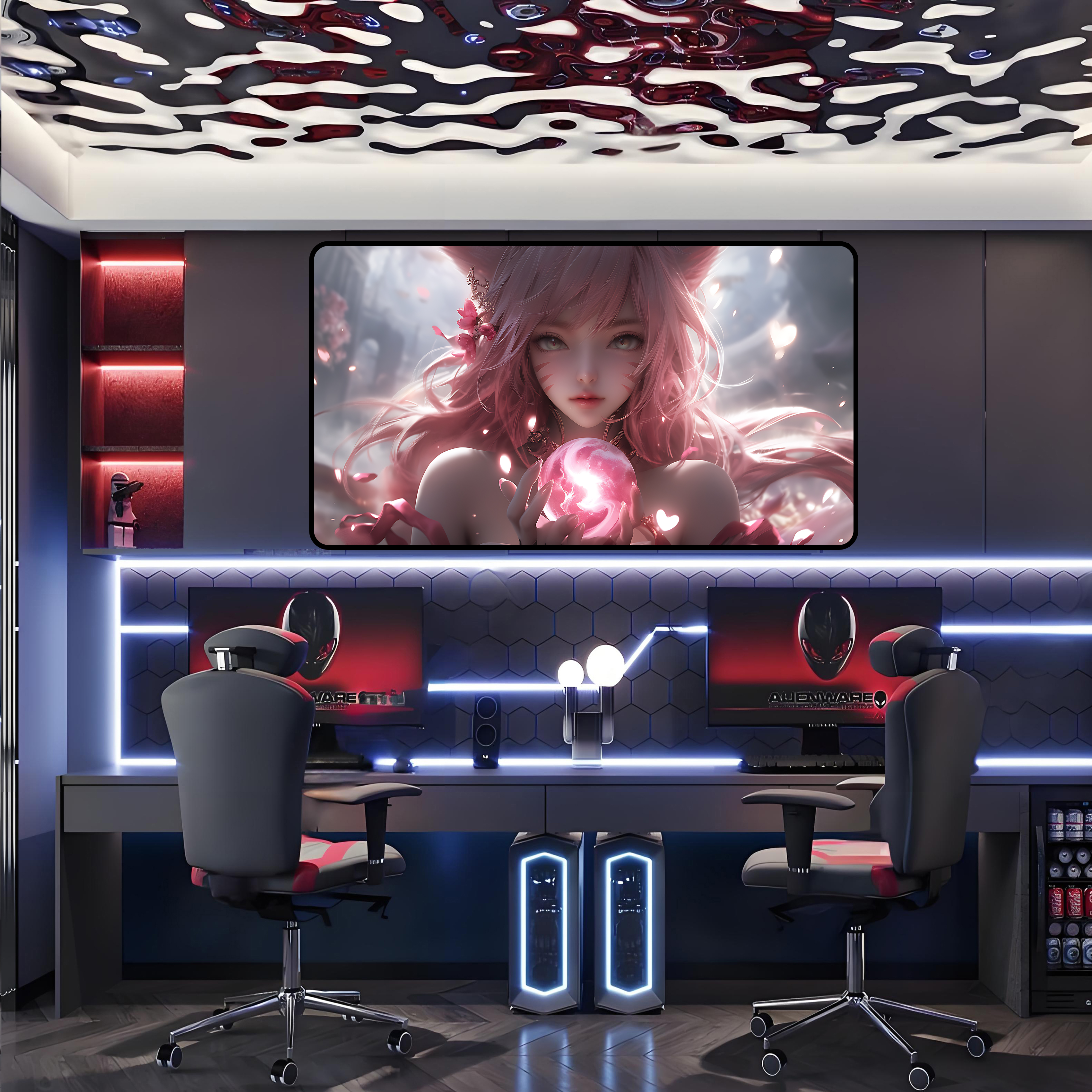 【阿狸】英雄联盟阿狸装饰画动漫性感美女网咖电竞酒店房间卧室挂画