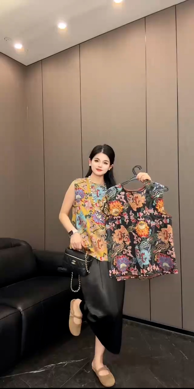 新中式唐装高级感印花上衣女无袖T恤2025夏季新款洋气国风打底衫