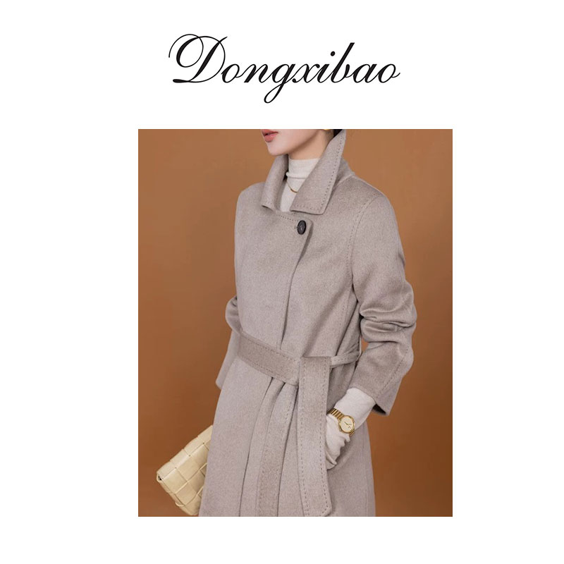 【一粒扣羊绒大衣】藏区高原小山羊绒手工手缝双面呢腰带大衣