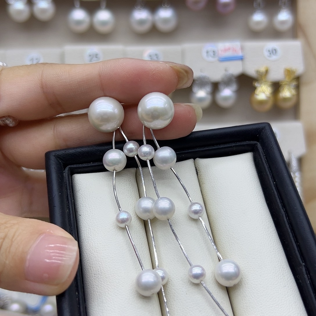 银S925镶嵌淡水珍珠耳饰吃*陈