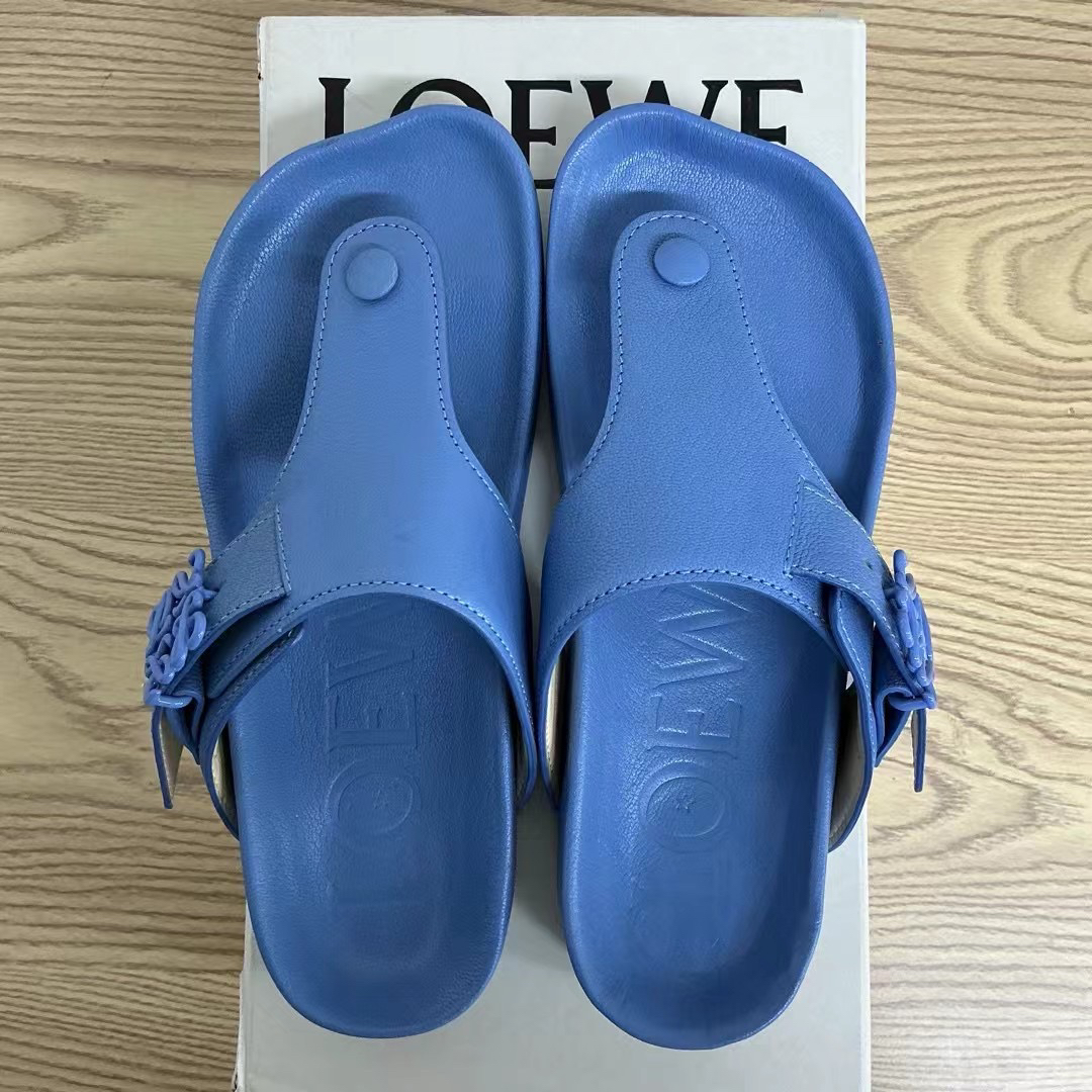 99新 LOEWE/罗意威 徽标logo羊皮人字拖/99新原盒37码