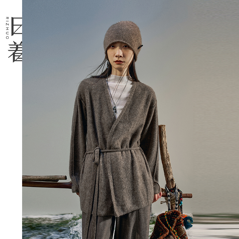 【限量】日着游绒棕针织开衫2025秋季新款女装牦牛绒上衣RD8389M0