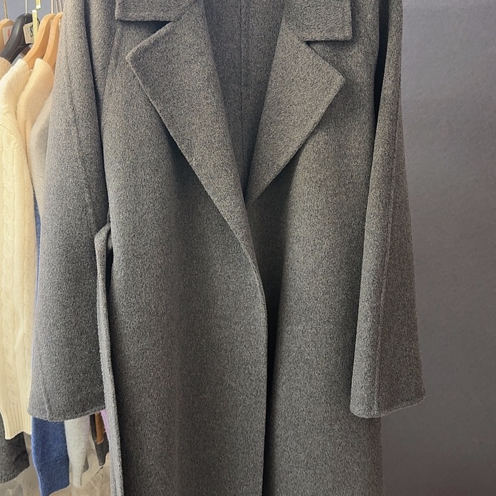 杨幂同款123长灰色羊绒大衣