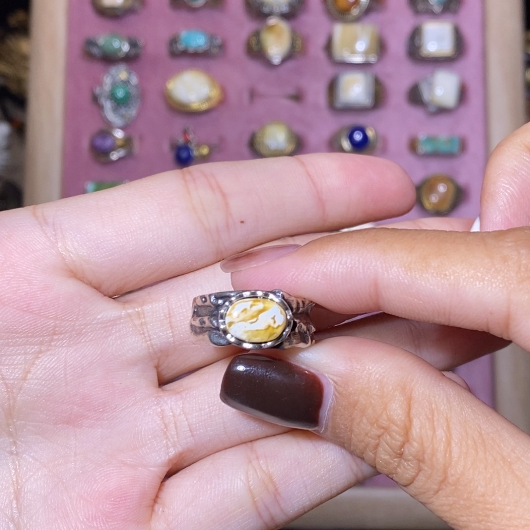 蜜蜡戒指银S925镶嵌戒指