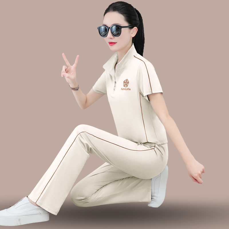 【直播】休闲运动服套装女夏季2025新款宽松显瘦薄款短袖女士两件套