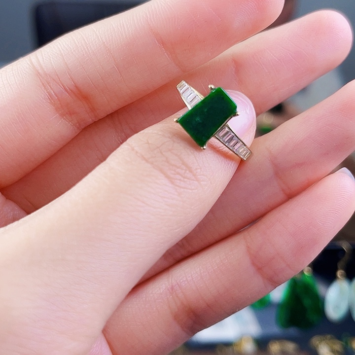 翡翠戒指银S925镶嵌饰品