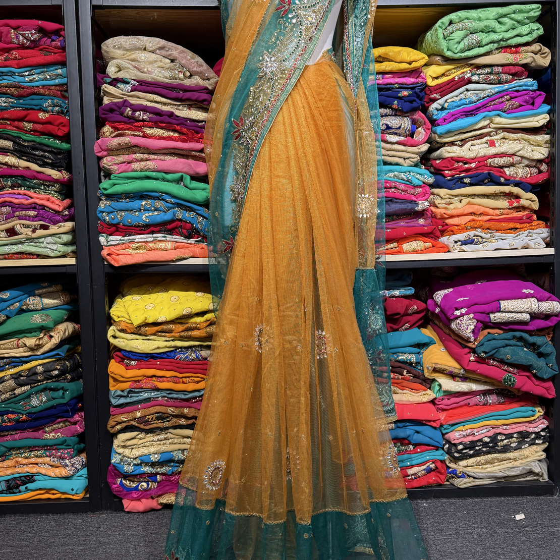 印度重工钉珠六米纱丽全新可定做上衣，不退换