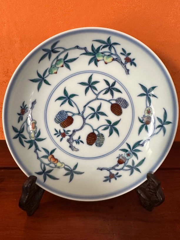 景德镇陶瓷仿清康熙斗彩福寿三多纹盘复古纯手工壶承青花斗彩盘