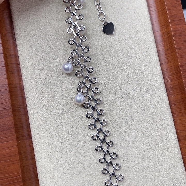 银S925镶嵌淡水珍珠手绳