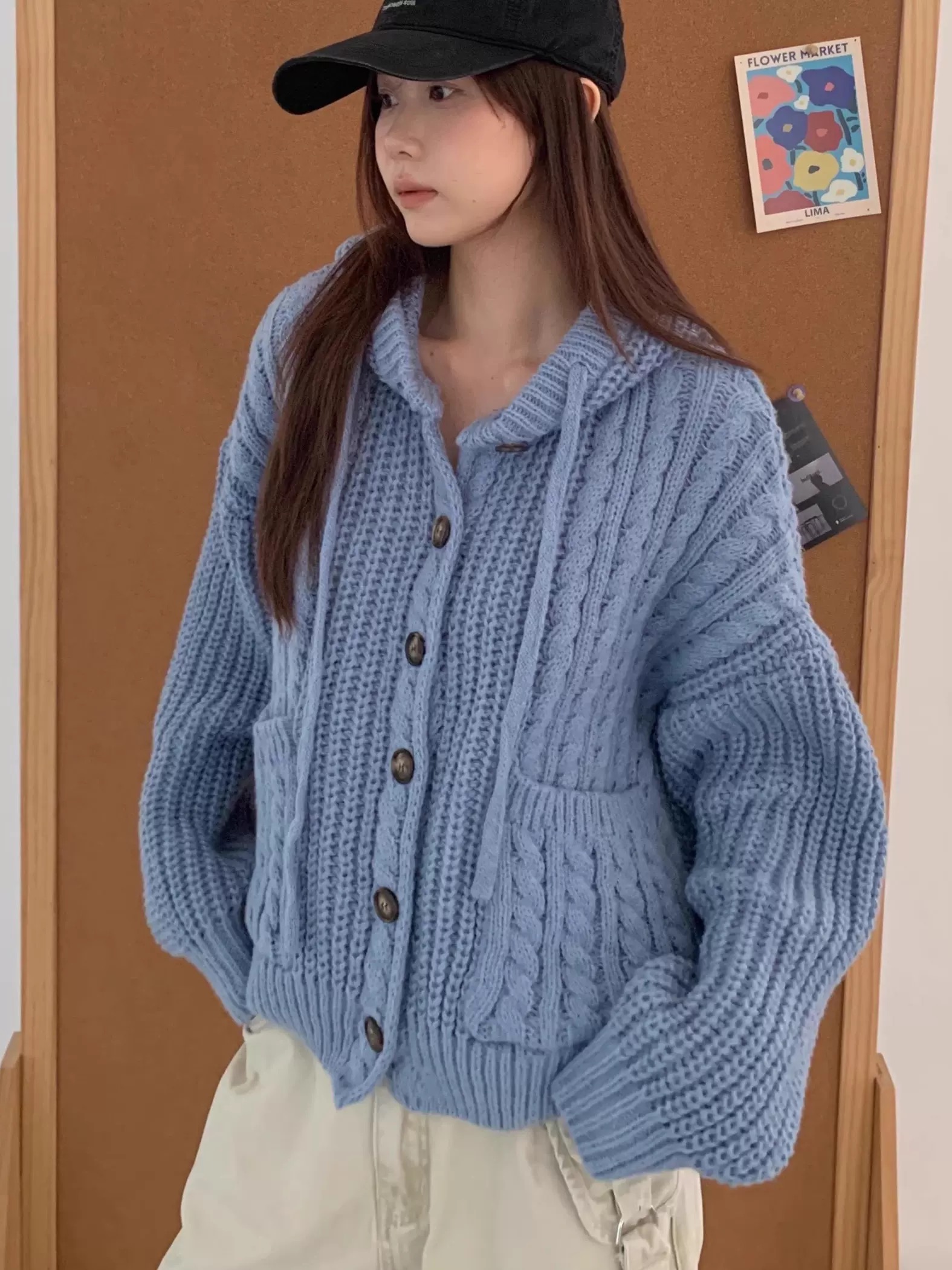 韩系设计感连帽针织毛衣女2025秋季新款宽松时尚慵懒显瘦开衫上衣