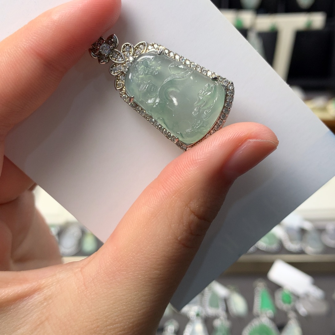 翡翠银S925镶嵌颈饰