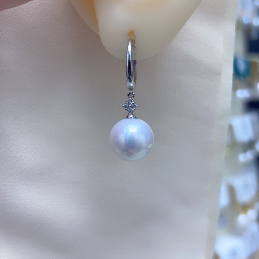 淡水珍珠耳饰银S925镶嵌