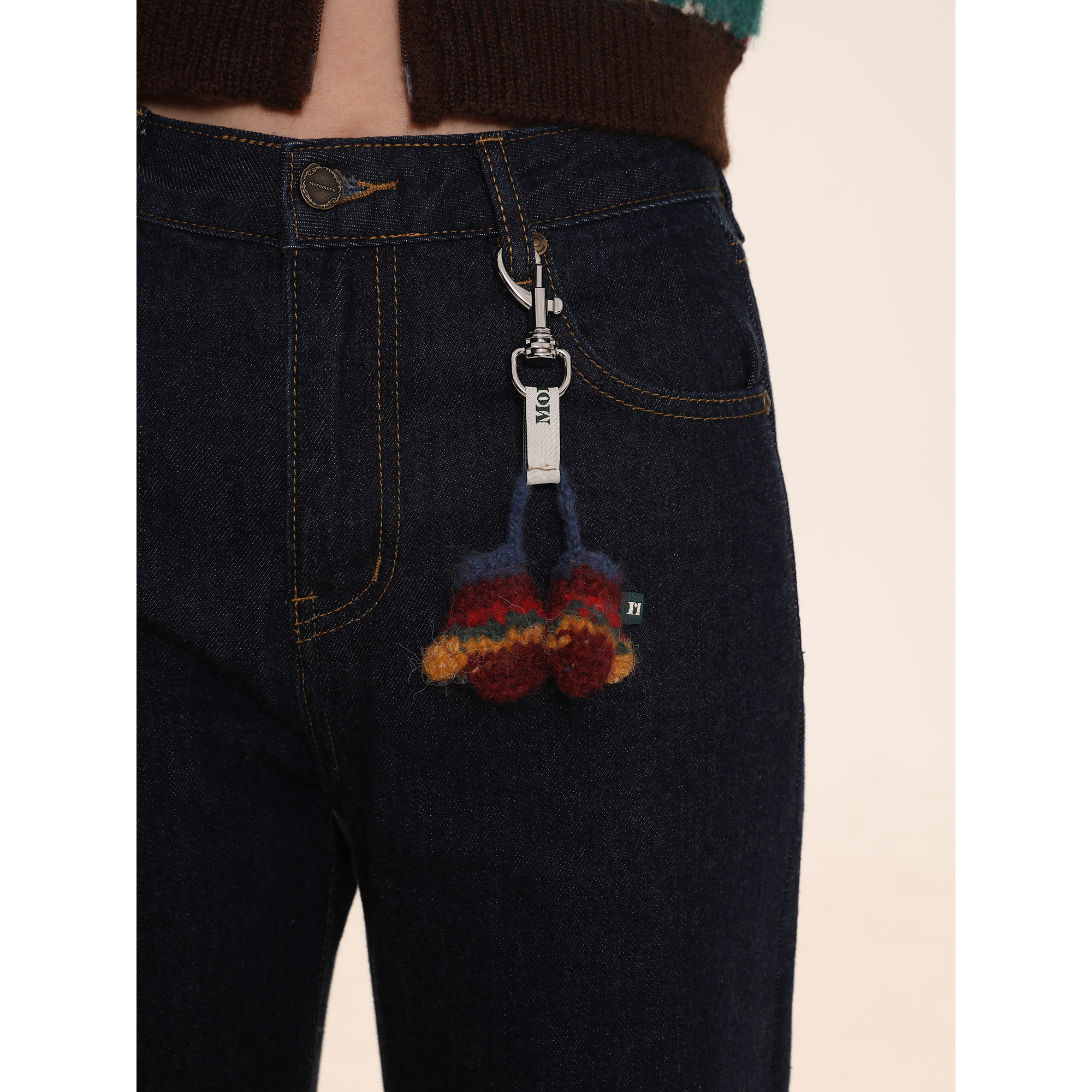 Moromoro  圣诞色系条纹mini手套配饰