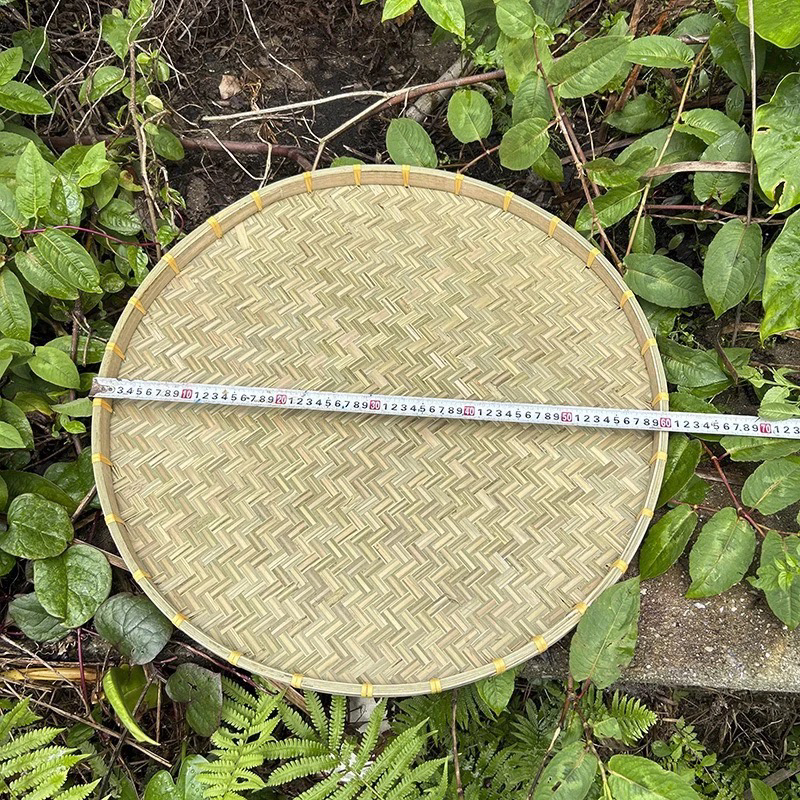 Ａ60厘米手工竹青编织大号晾晒收纳盘家用干货晾晒平底扁竹制品