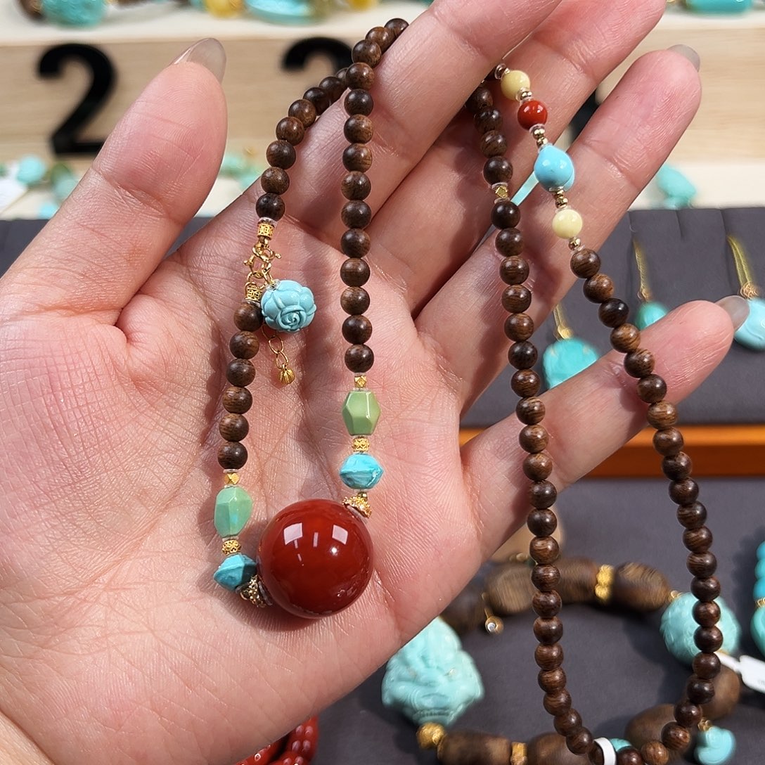 南红玛瑙18K金镶嵌套链路路通套链