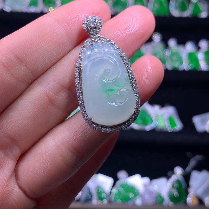 【闪购商品】颈饰银S925镶嵌翡翠丫*天然翡翠