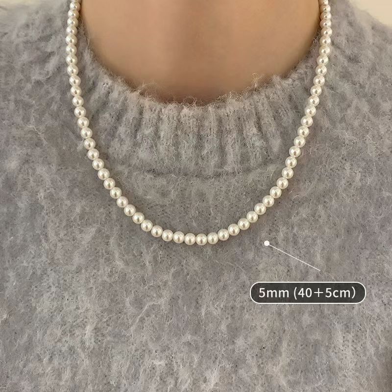 【白片】淡水珍珠强光项链螺纹珠5-6mm轻奢气质（自发货无证书）