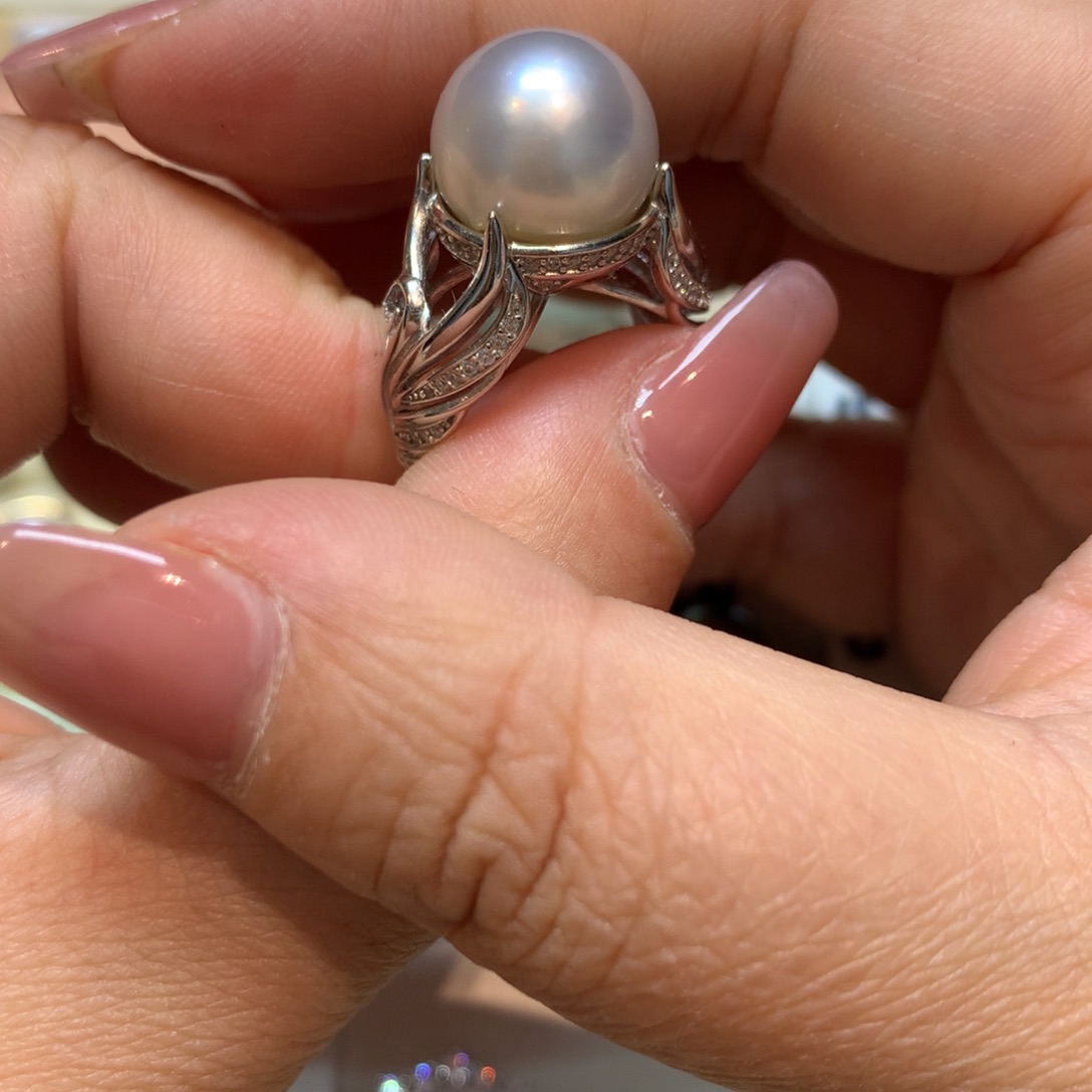 海水珍珠戒指银S925镶嵌