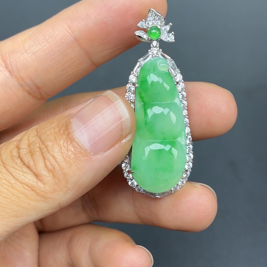 翡翠银S925镶嵌吊坠(不含链)