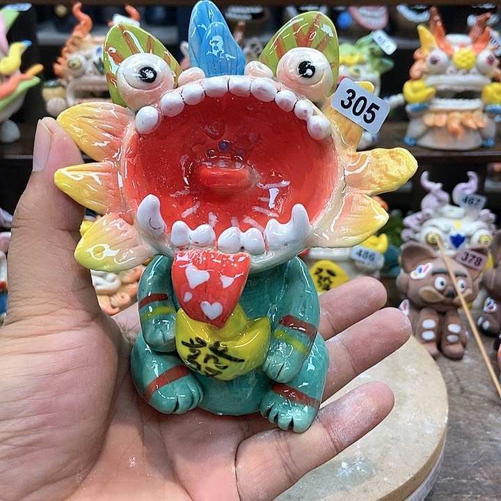 摆件直播间手工抽象陶瓷摆件305