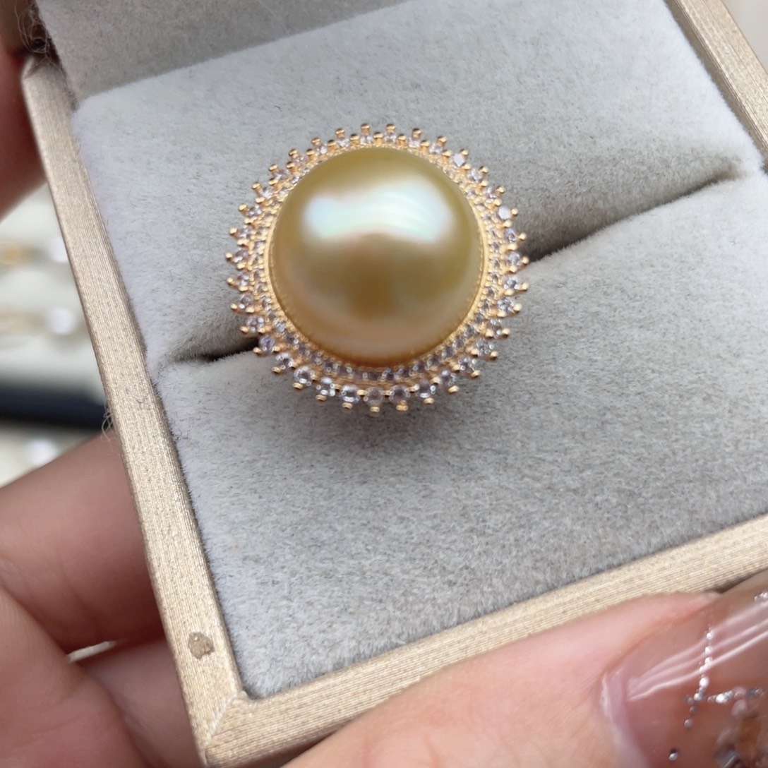 银S925镶嵌海水珍珠戒指R137