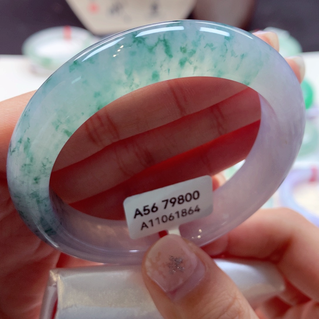 翡翠手镯未镶嵌63正圈77