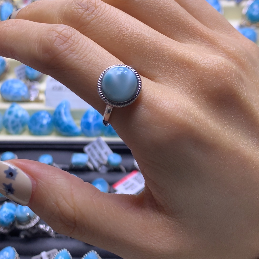 针钠钙石（海纹石）未镶嵌戒指蛋面戒指色差略异