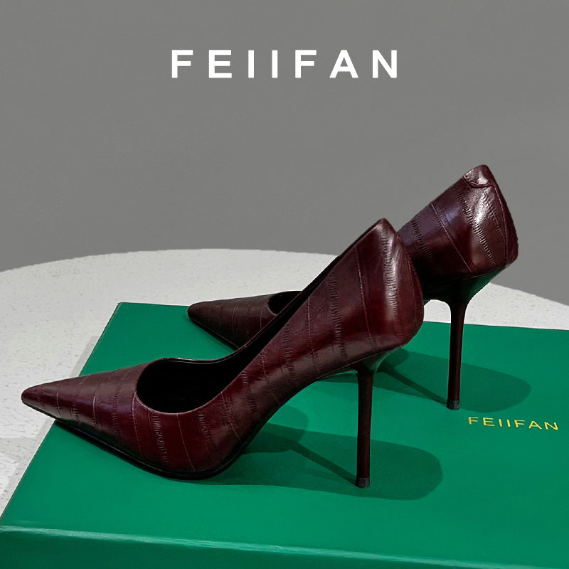 【现货】红色高跟鞋2025春秋新款细跟高级感气质通勤尖头单鞋女7656