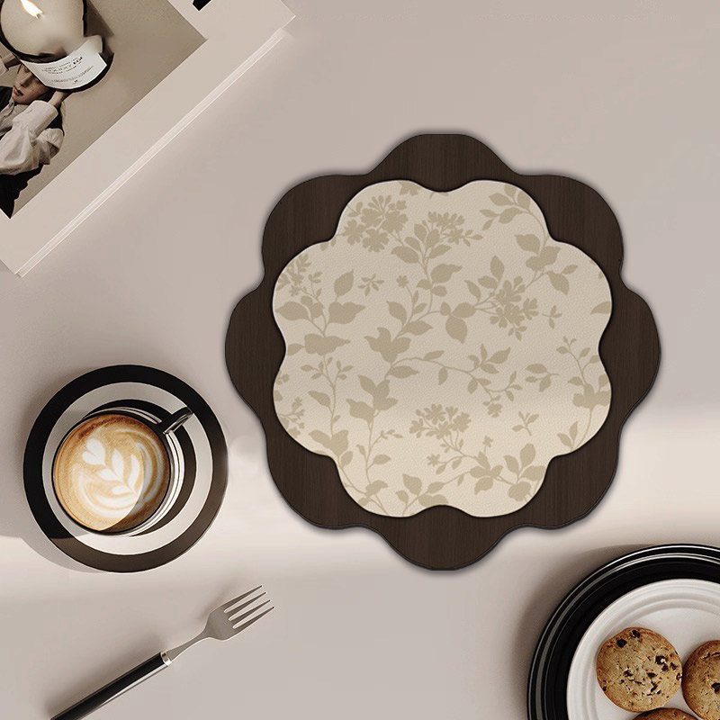 复古风异形纳帕皮吸水防滑防油杯垫沥水垫桌垫隔音垫法式中古风