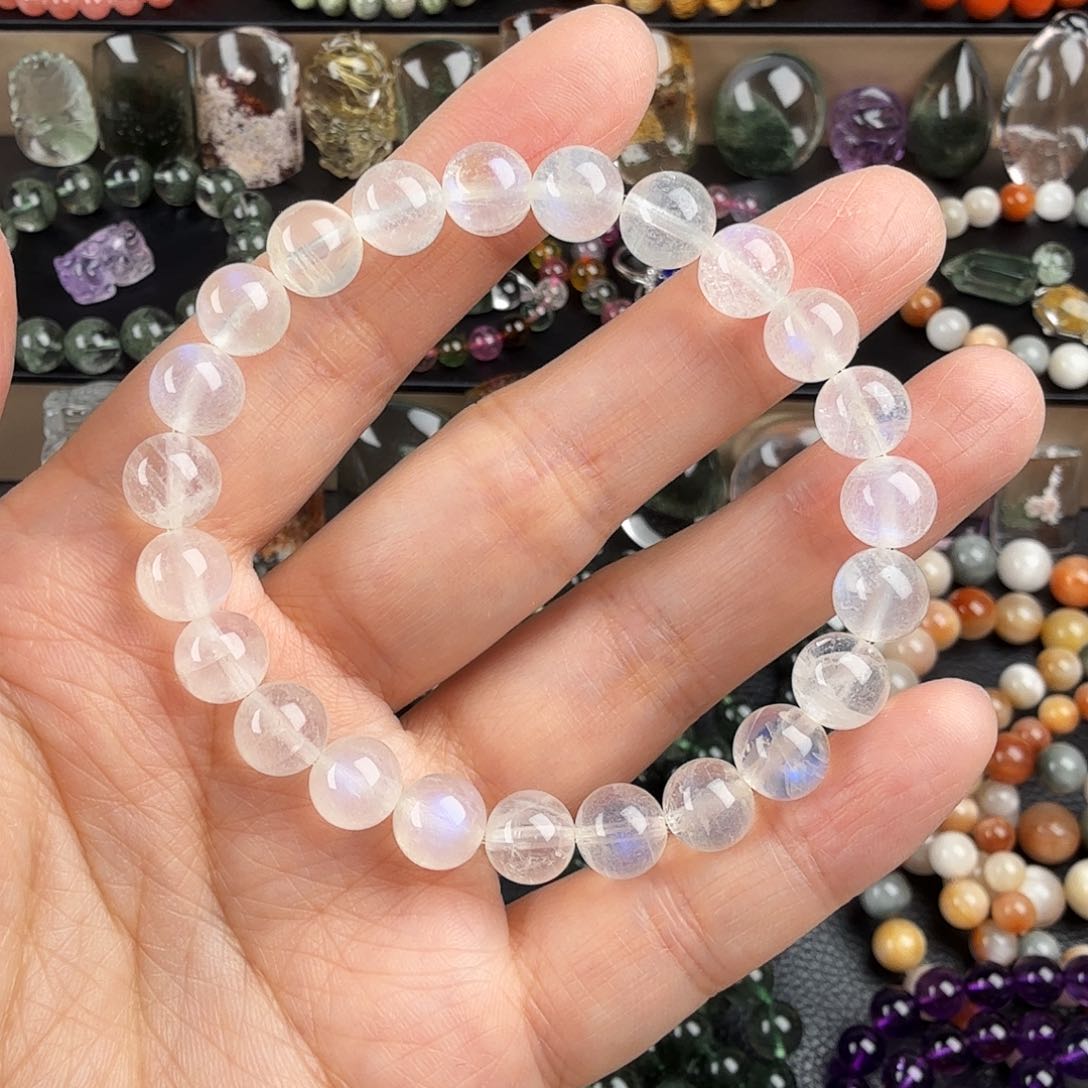 月光石手链未镶嵌?天然蓝月光