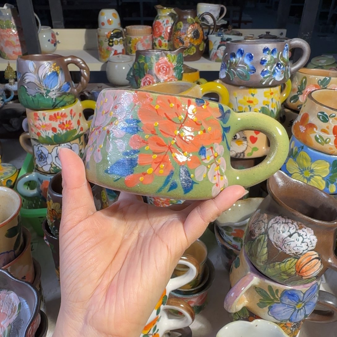 景德镇手工陶瓷釉下彩紫砂微瑕65