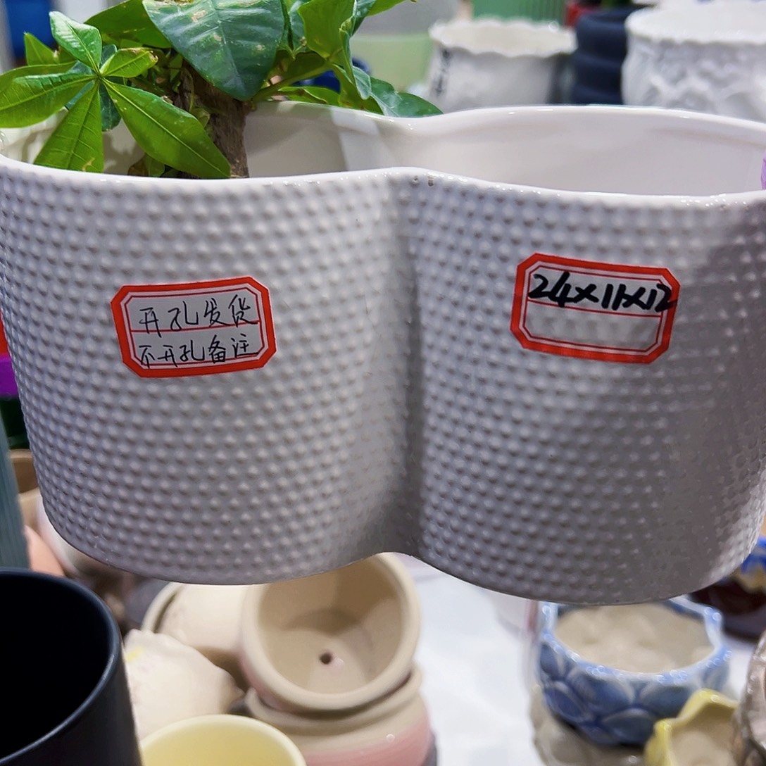 有孔外贸尾单陶瓷花盆凑单10米包邮