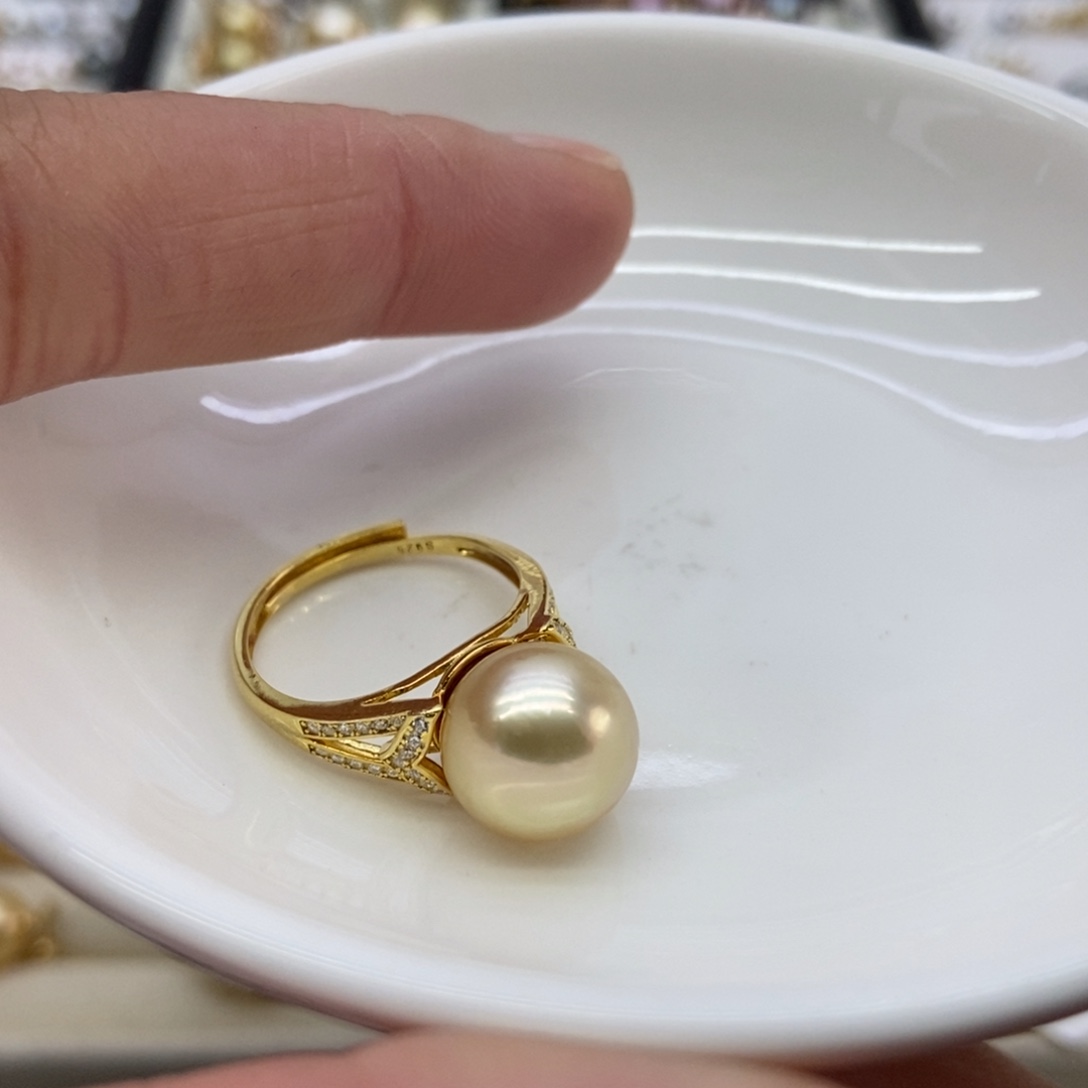 海水珍珠戒指银S925镶嵌
