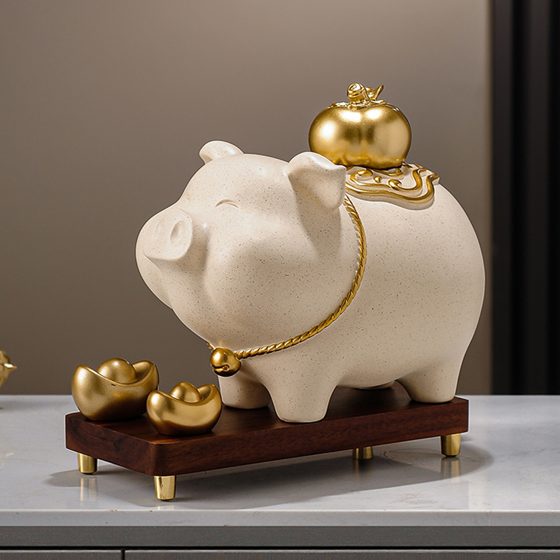 沛纳丽诸事大吉猪摆件家居客厅电视柜装饰品搬家礼物乔迁新居礼品