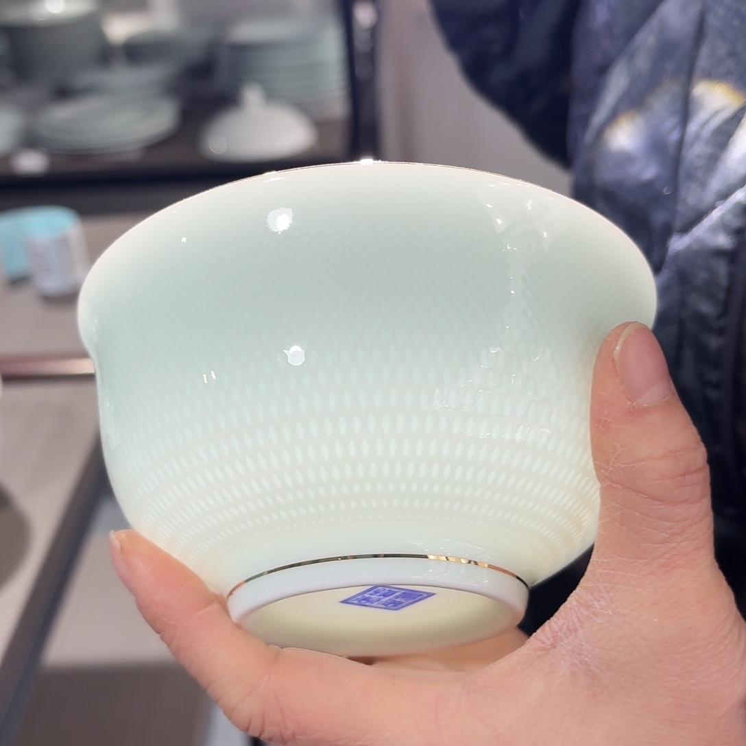 白瓷影雕不描金5.5寸景德镇陶瓷米饭碗