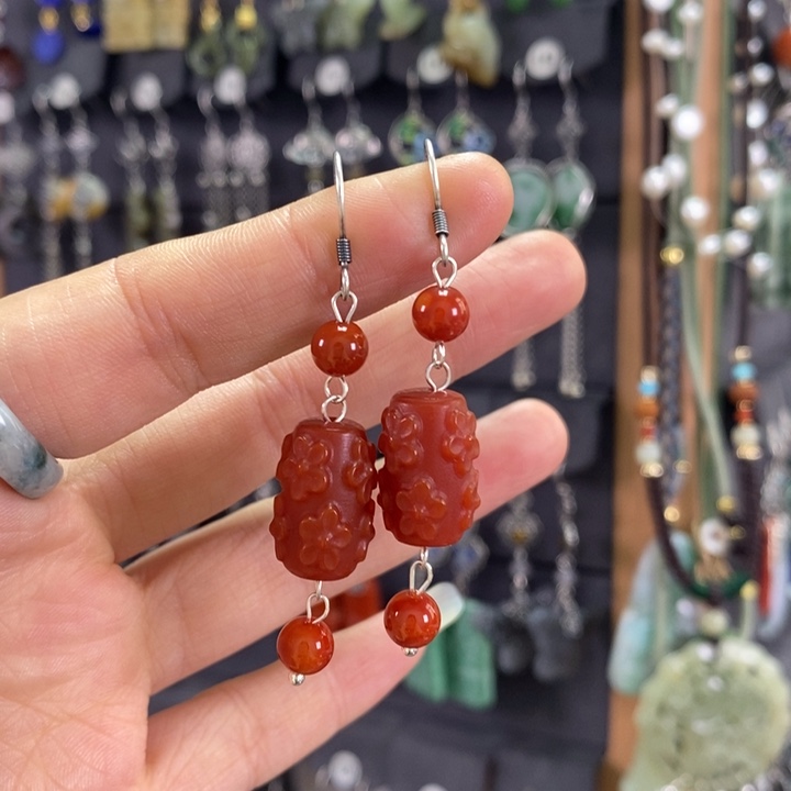 玛瑙/玉髓耳坠未镶嵌