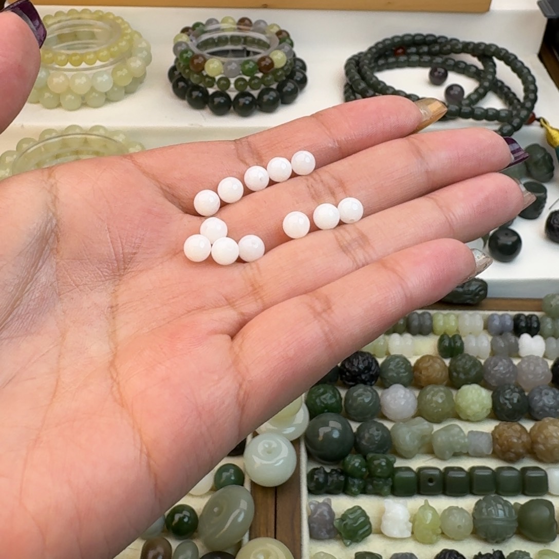 拾***月和田玉未镶嵌珠宝半成品和田玉白玉单珠6-12