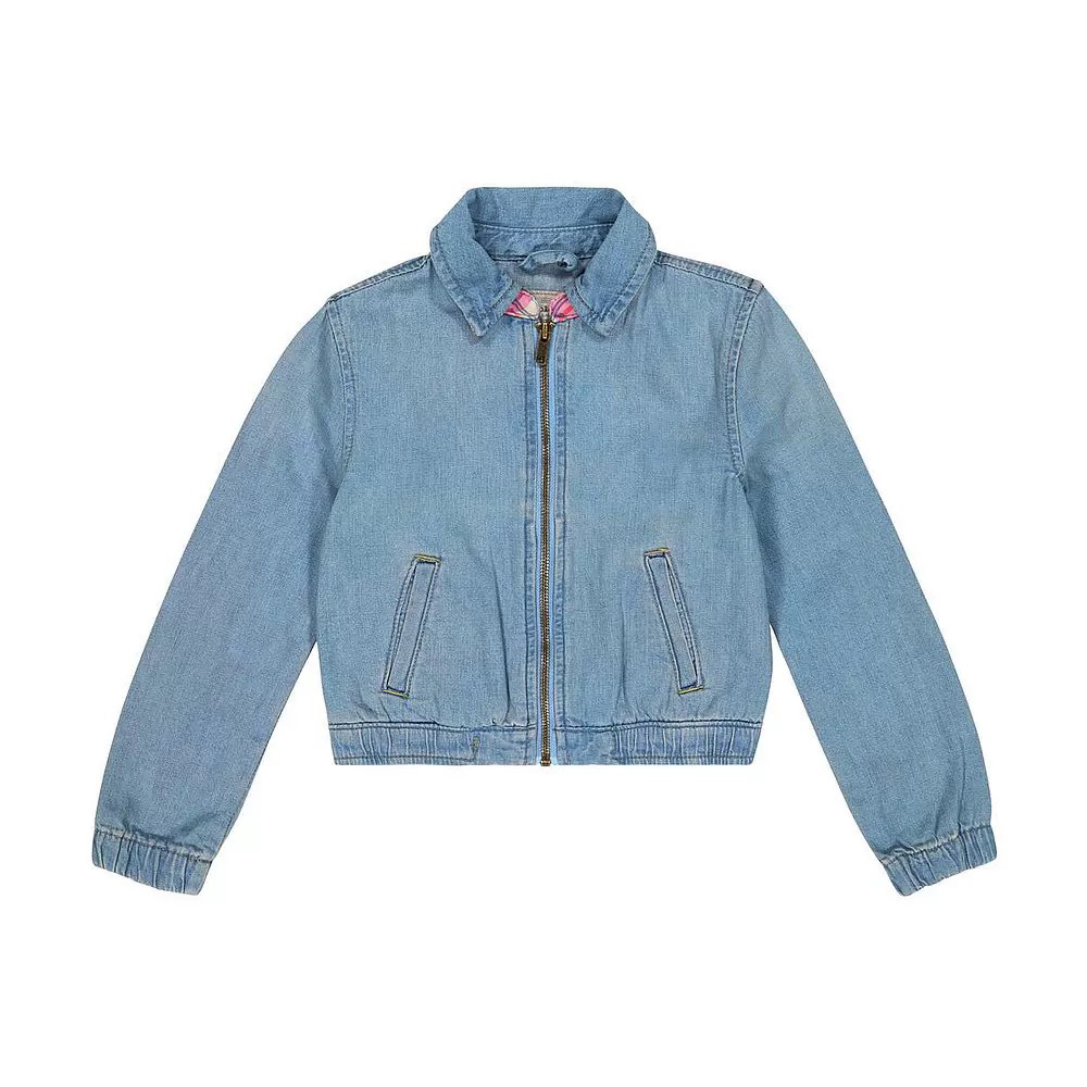 美式复古水洗做旧正肩短款牛仔外套女高街拉链宽松刺绣修身夹克