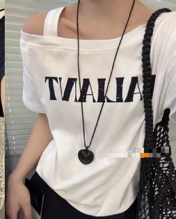 欧街-字母单件吊带宽松短袖05113